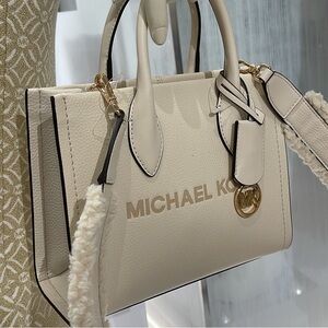 Michael Kors Mirella Small Pebbled Leather Shopper Top Zip Crossbody XBody Bag